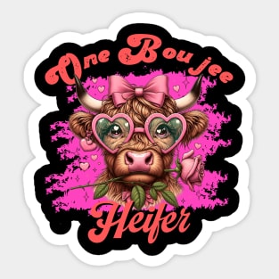 One Boujee Heifer Highland Cow Sticker